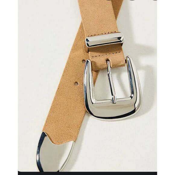 New Anthropologie Vintage Western Belt Silver accents Cream Leather Size Medium - Picture 2 of 8